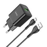  Lādētājs Hoco N26 USB-A Quick Charge 3.0 18W + MicroUSB black 